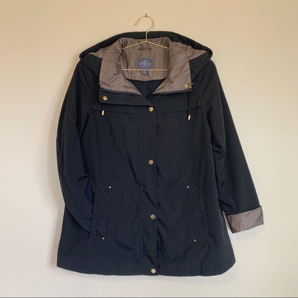 St. John’s Bay Hooded Coat Black Size M Petite